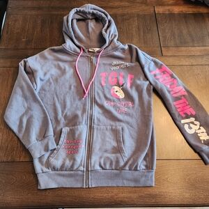 Friday The 13th Jason Voorhees Gray and Pink Graphic Hoodie Women's Oversized XS